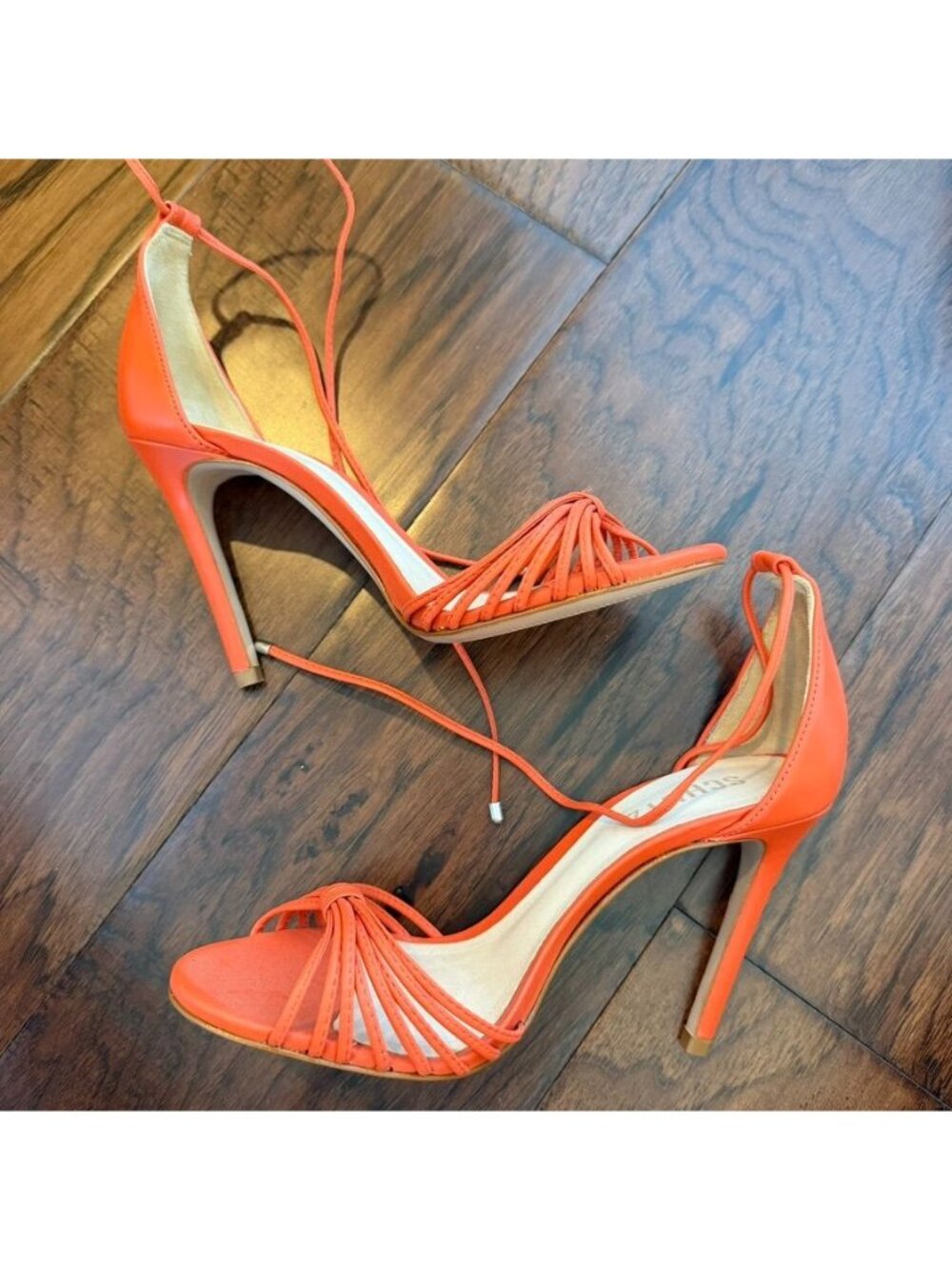 SCHUTZ Leather Strappy Peep Toe Heels Size 6.5 NWOT